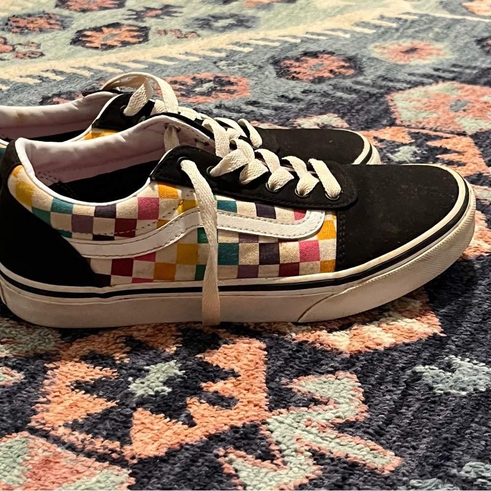 Vans Kids 4 Rainbow Checkerboard Sides Low tops